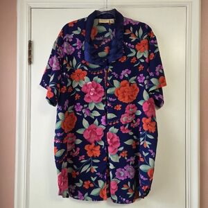 VICTORIA'S SECRET Vintage Gold Label Floral Print Night Shirt M/L